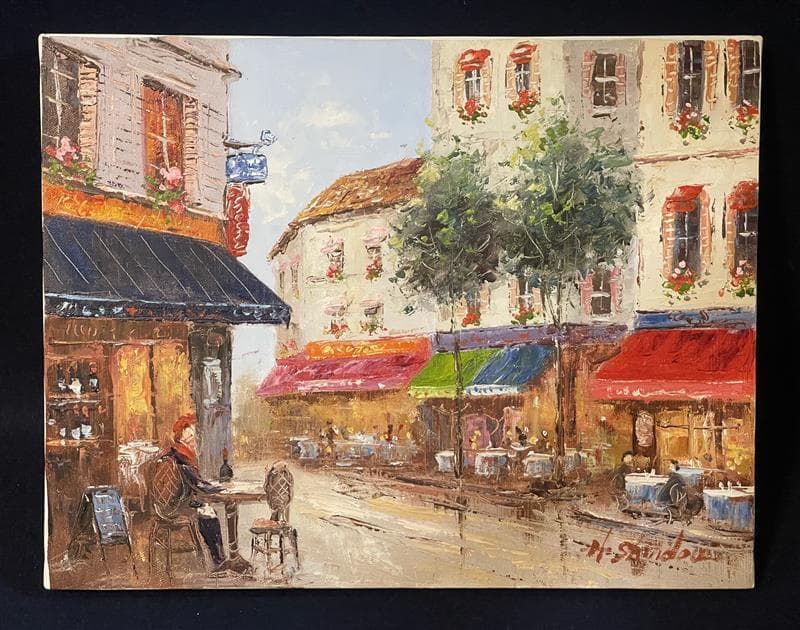 W*W様 「真作」進藤始『パリの街角』風景画　油彩画　額装　サイン有り　F6号