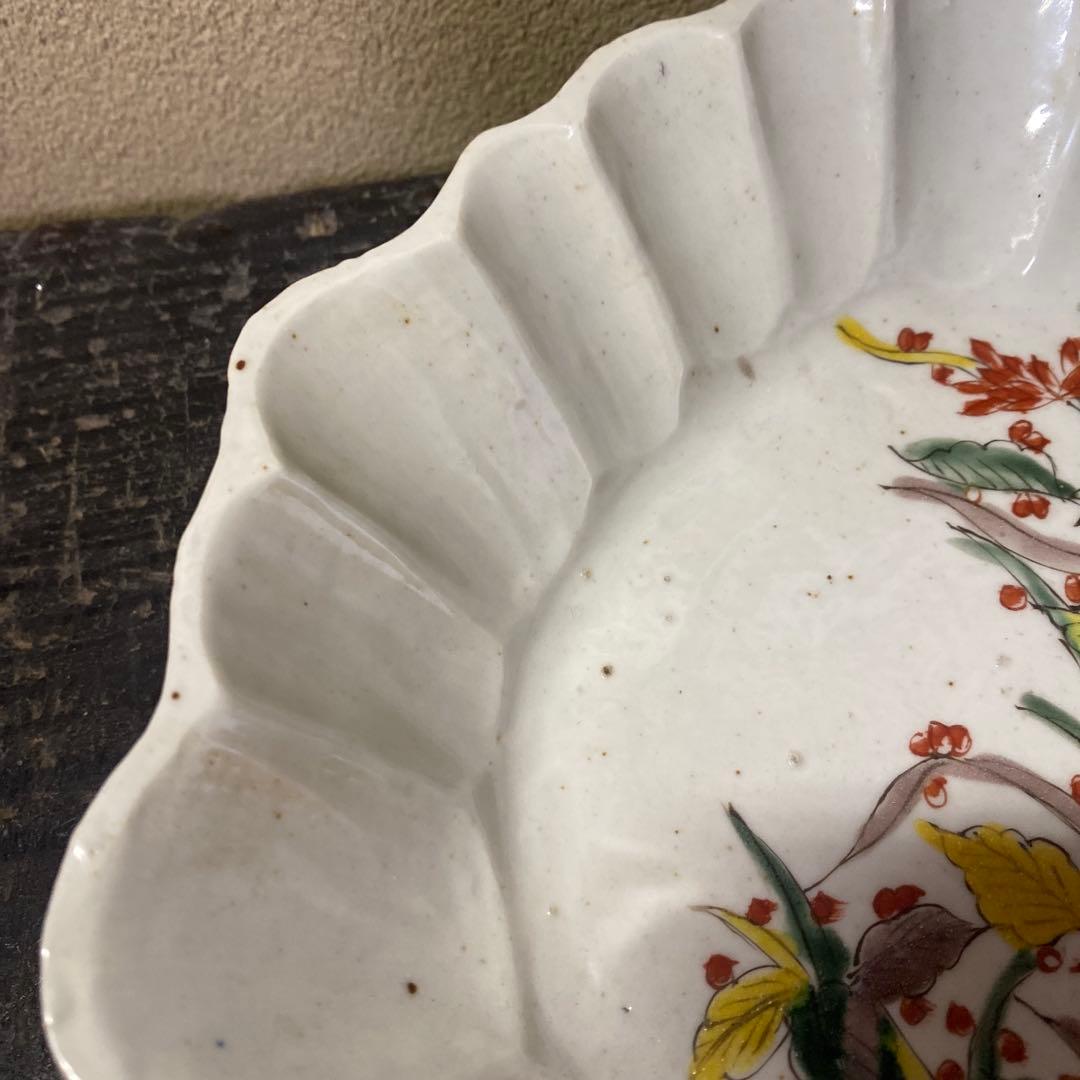 中国古玩　南京手草木文変形菓子皿