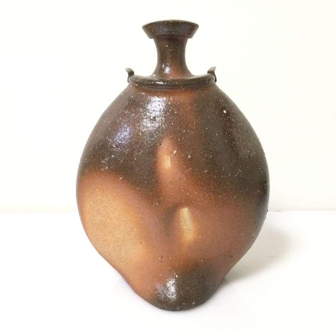備前焼 創作花瓶 花入 隠崎隆一作 供箱 供布 真作保証 M