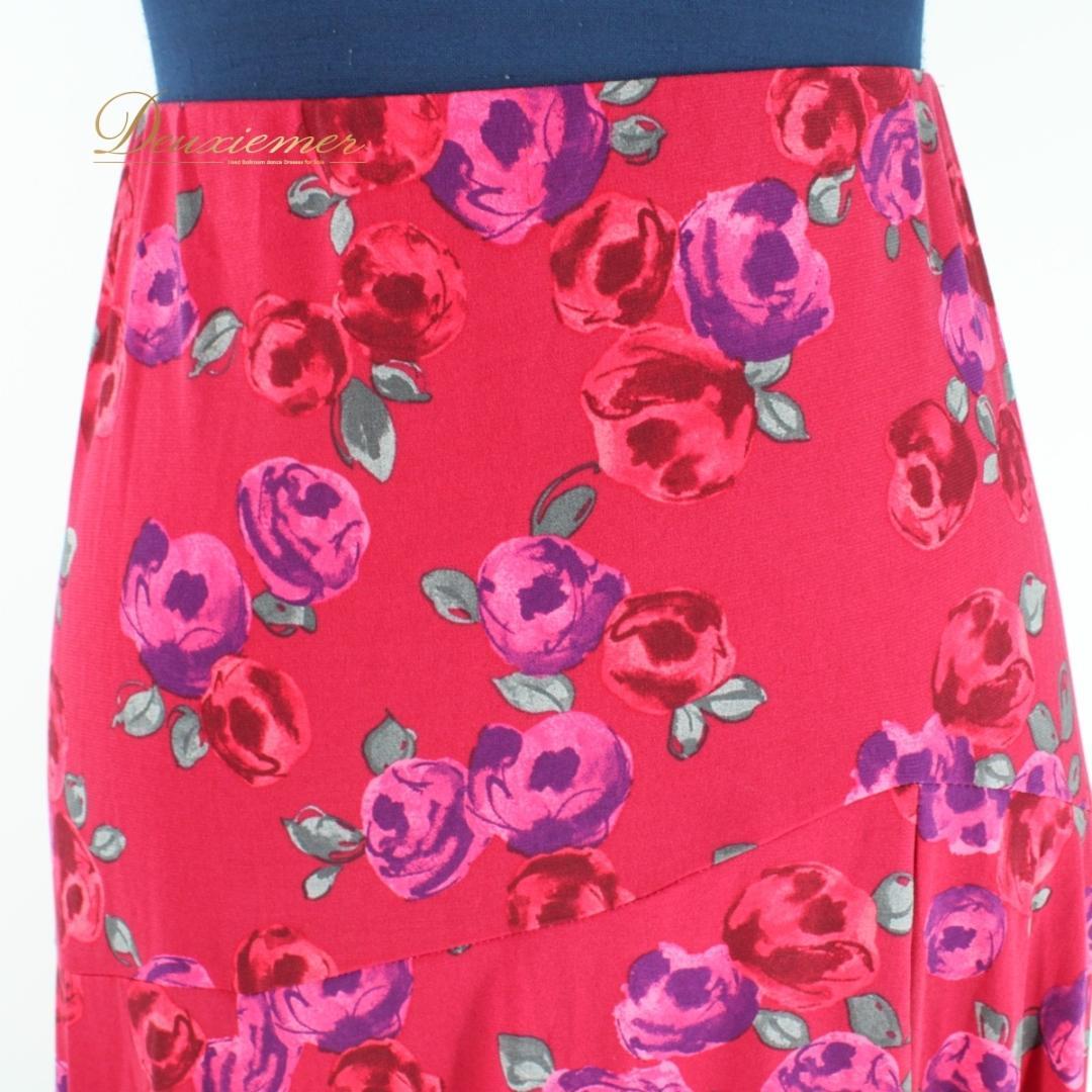 【美品 日本製 社交ダンス衣装】パープル Chacott スカート 花柄 伸縮