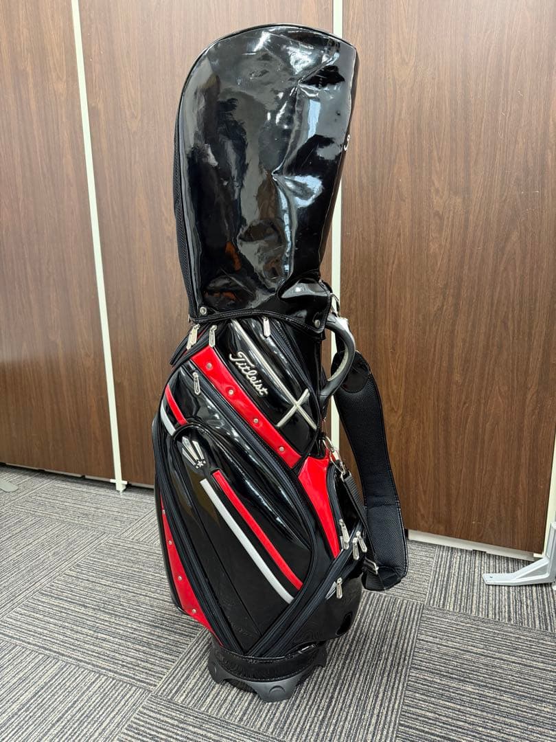 Titleist/タイトリスト エナメル キャディバッグ９型【黒×赤】美品　レア