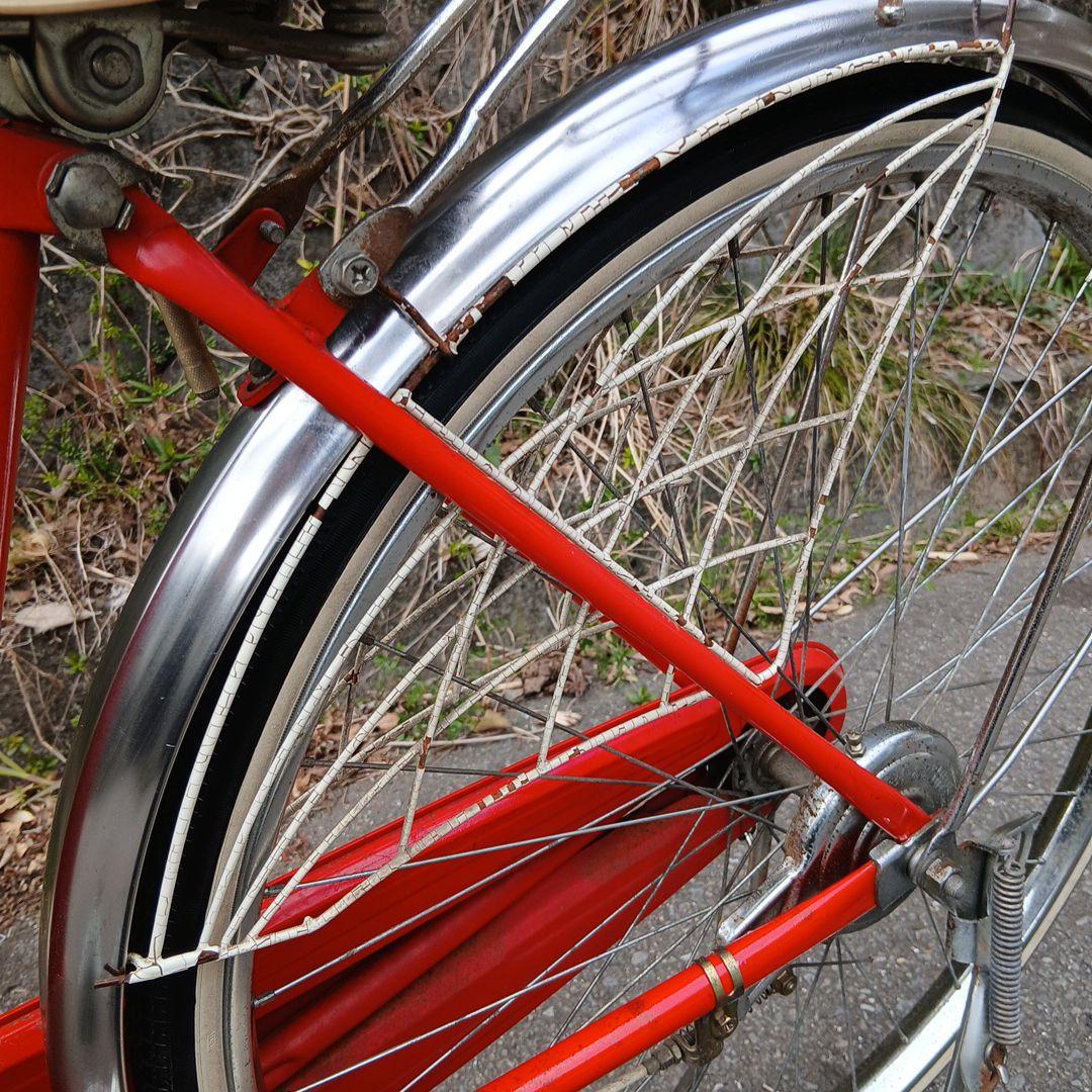 昭和レトロ　当時物　自転車　26インチ　レッド　乗れます