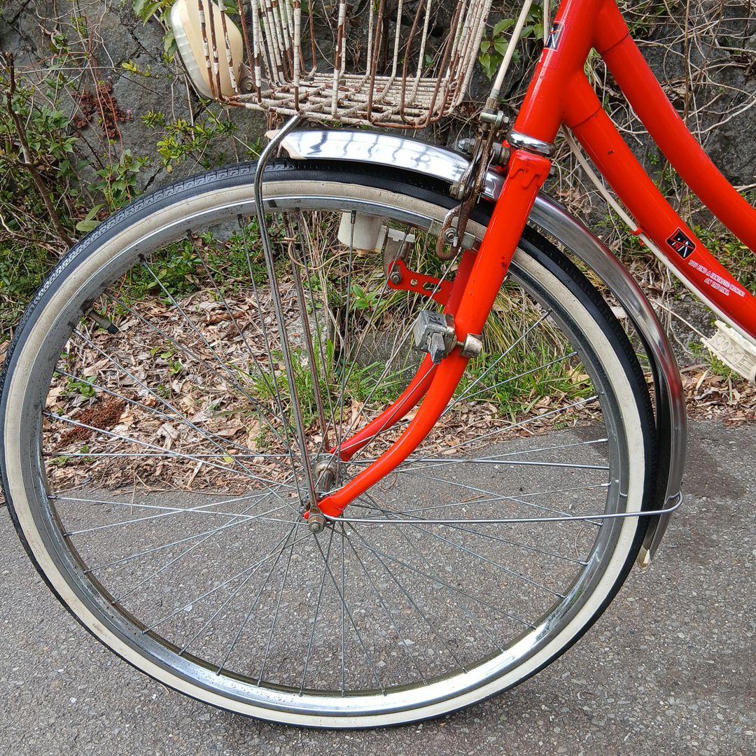 昭和レトロ　当時物　自転車　26インチ　レッド　乗れます