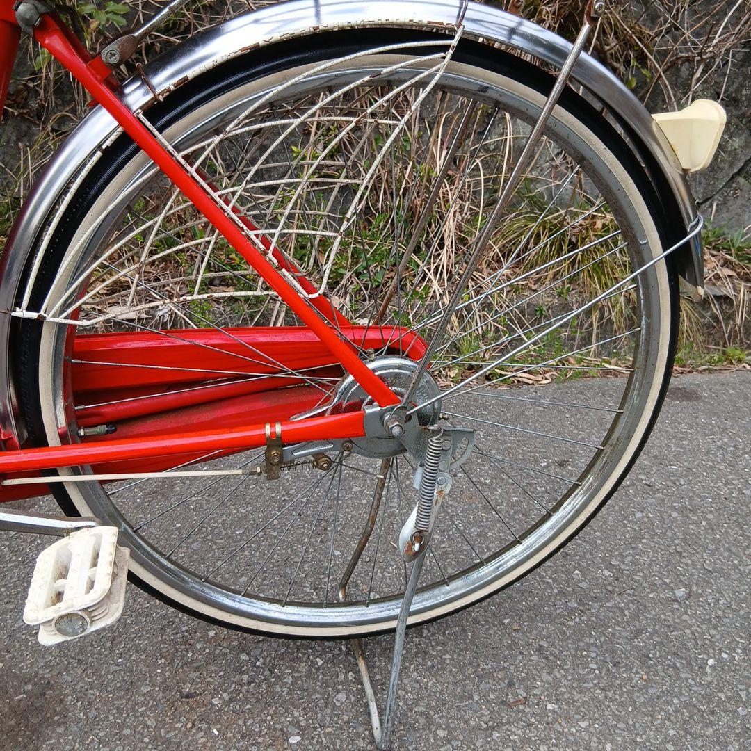 昭和レトロ　当時物　自転車　26インチ　レッド　乗れます