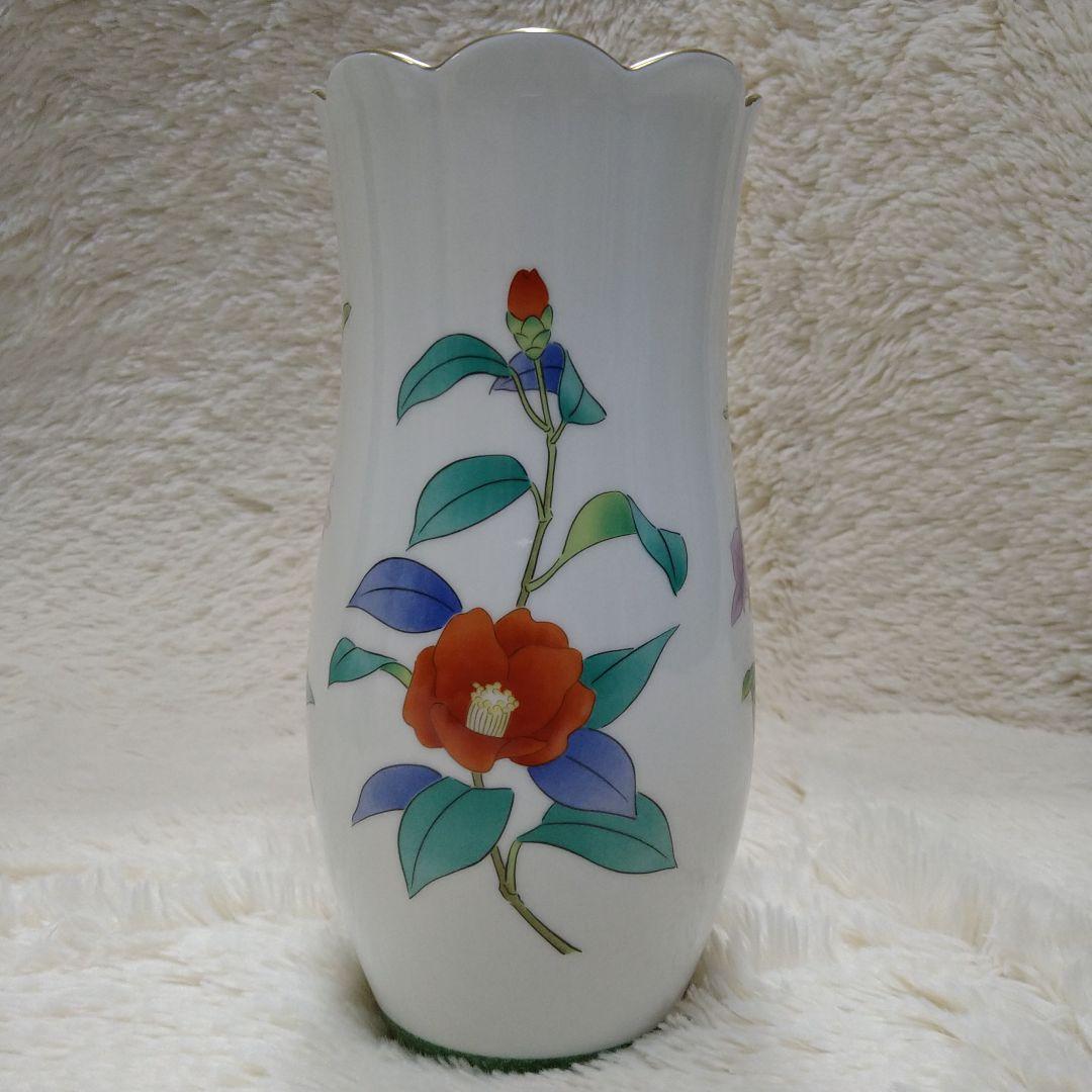 激レア【香蘭社】 「茶席の花」 花瓶 金彩 4面花絵 花柄