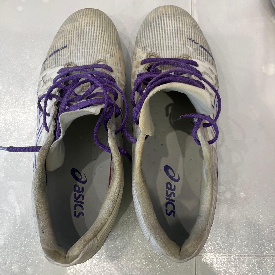 asics アシックス　サッカースパイクホワイト/パープル　サイズ24.5