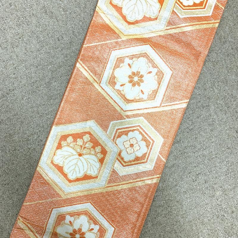 505ag49□七五三 七歳 女児 着物&袋帯 花文□状態良好
