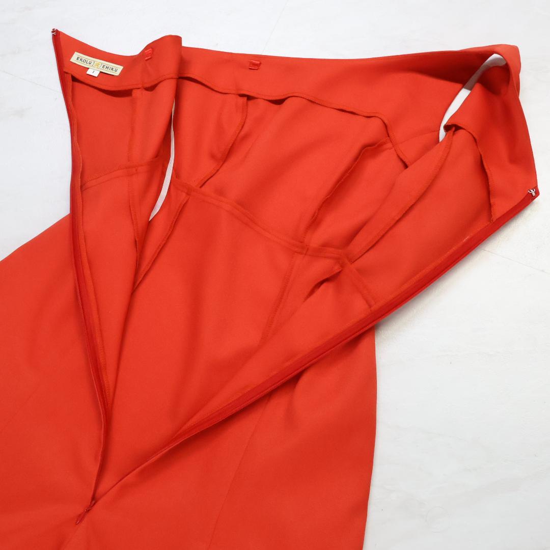 【美品 日本製 フラダンス衣装】レッド EKOLU EHIKU ワンピース