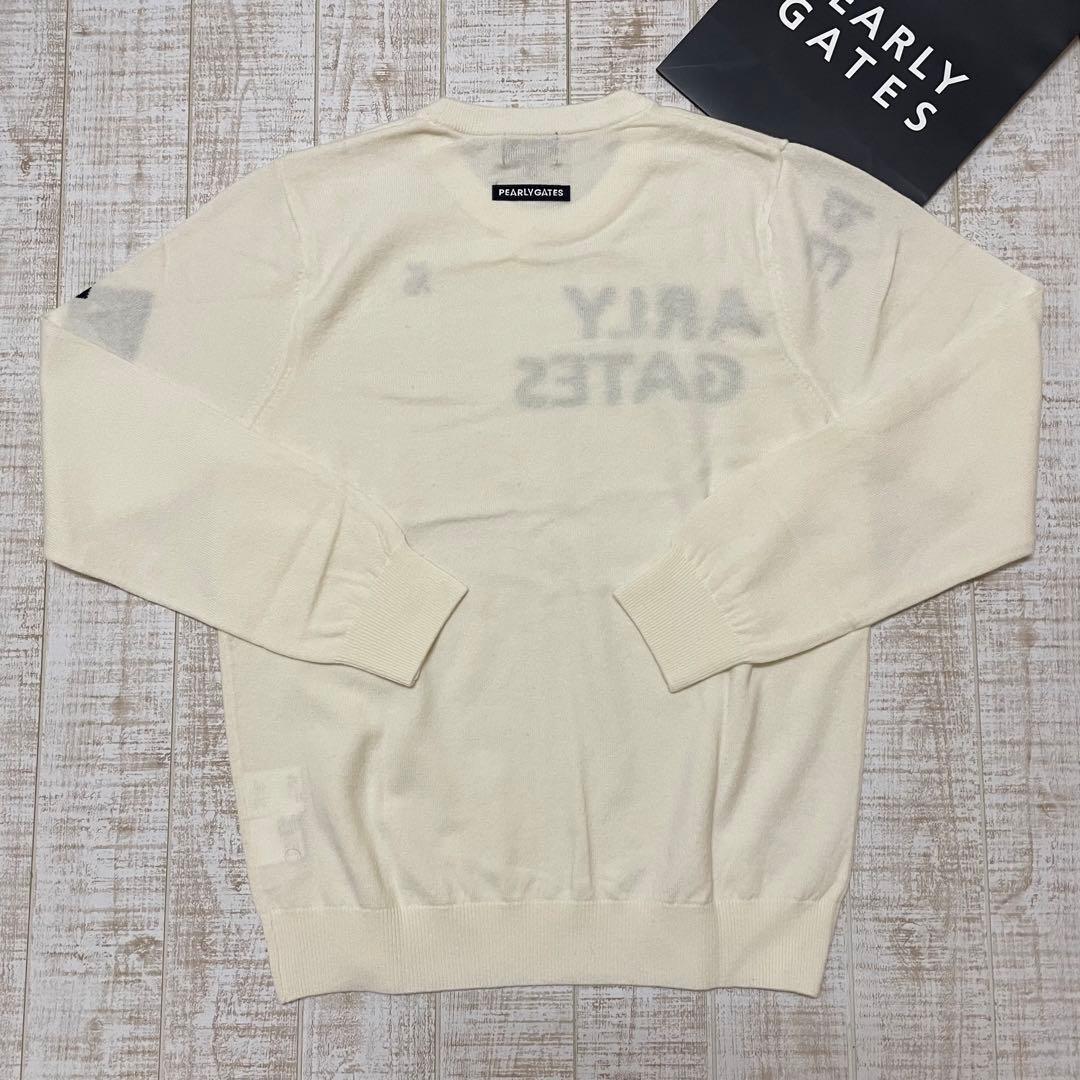 新品 パーリーゲイツ ニット カシミヤ 腕ロゴ ホワイト Lサイズ（5）