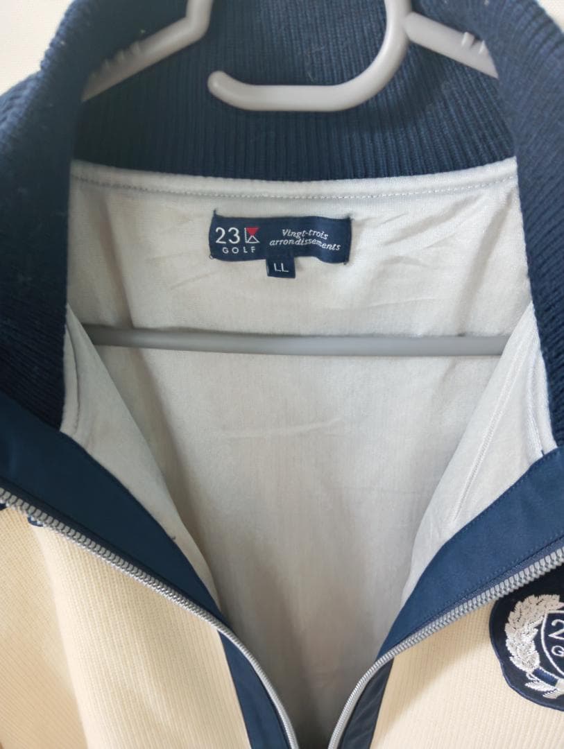 23区 GOLF ニットジップアップジャケット LL ネイビー/アイボリー