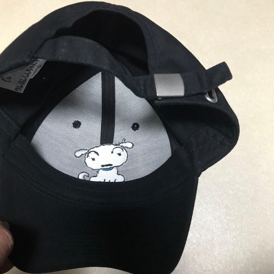 シロ 犬 キャップ クレヨンしんちゃん 新品 黒 帽子 刺繍 ブラック新品