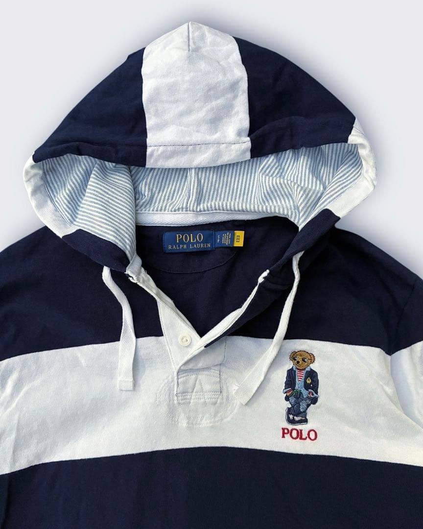 ポロベアー POLO ラルフローレン ボーダーフードラガーシャツS パーカー
