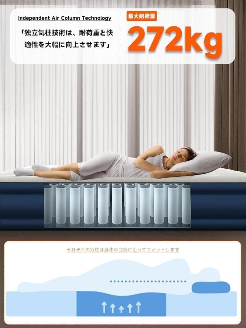 エアーベッド⭕️シングルサイズ⭕️電動ポンプ内蔵 厚50cm エアベッド