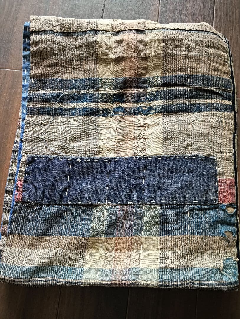 チェック＆ストライプの襤褸　ぼろ　japan vintage boro