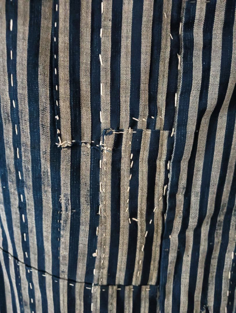 チェック＆ストライプの襤褸　ぼろ　japan vintage boro