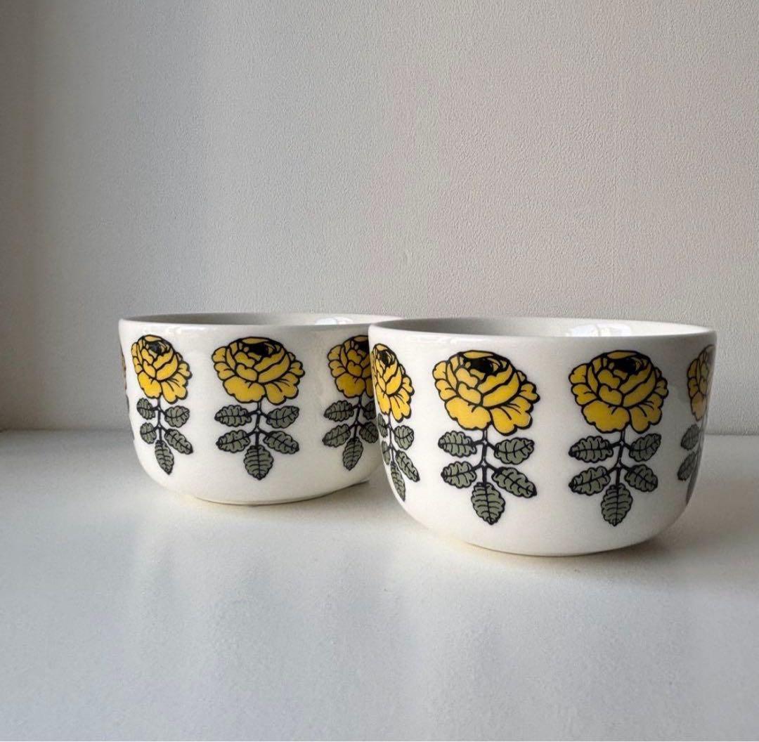 Marimekko 人気デザインVihkiruusu柄のボウル　2個セット