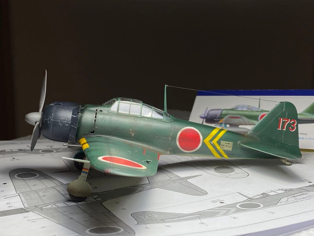 完成品　タミヤ 1/48 零戦 零式艦上戦闘機 22型甲　進藤三郎少佐機
