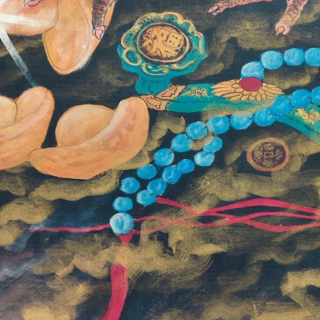 张大千 招财进宝 中国画 掛け軸 水墨画 和室 玄関 茶室 壁掛け 美術品