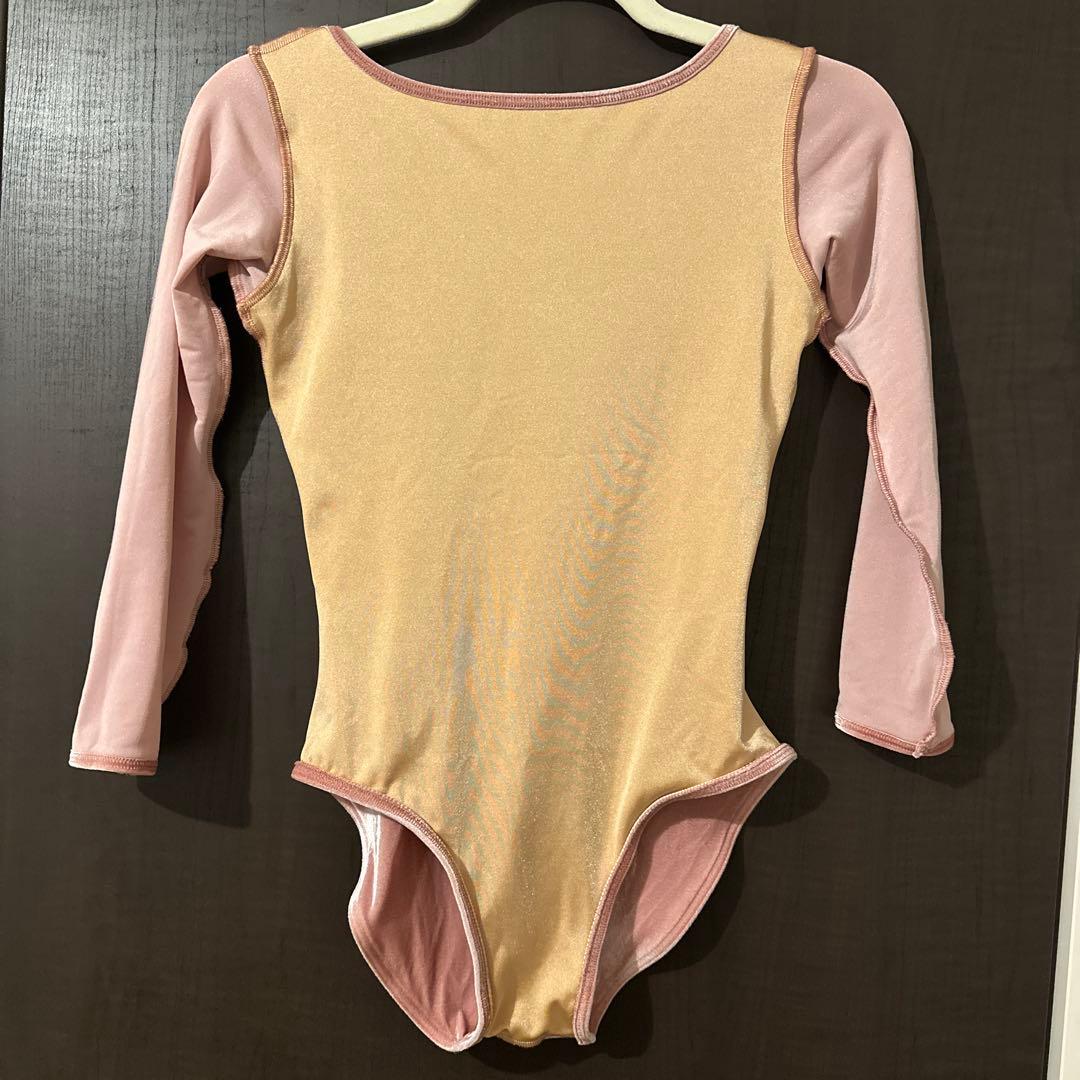美品Yumiko ピンクベルベット3Q袖 レオタード XL