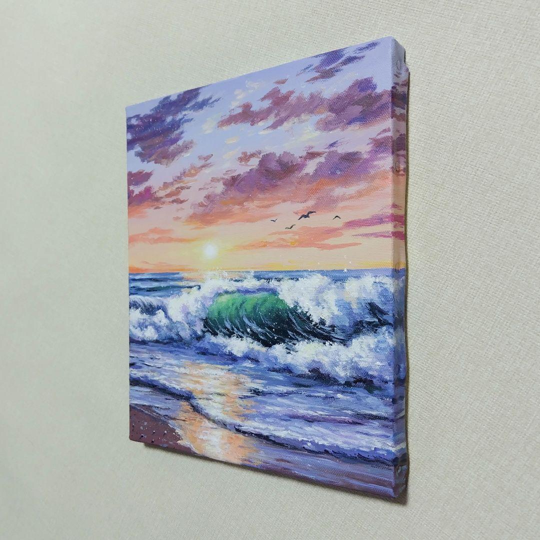 k*o様 【夕波】アクリル画 F3 風景画 絵画 海の絵