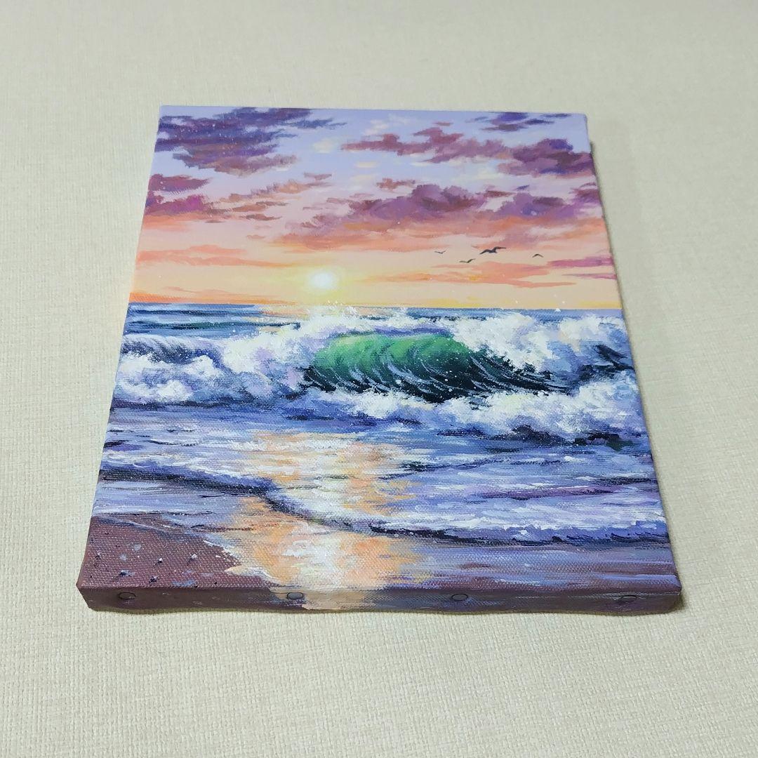 k*o様 【夕波】アクリル画 F3 風景画 絵画 海の絵