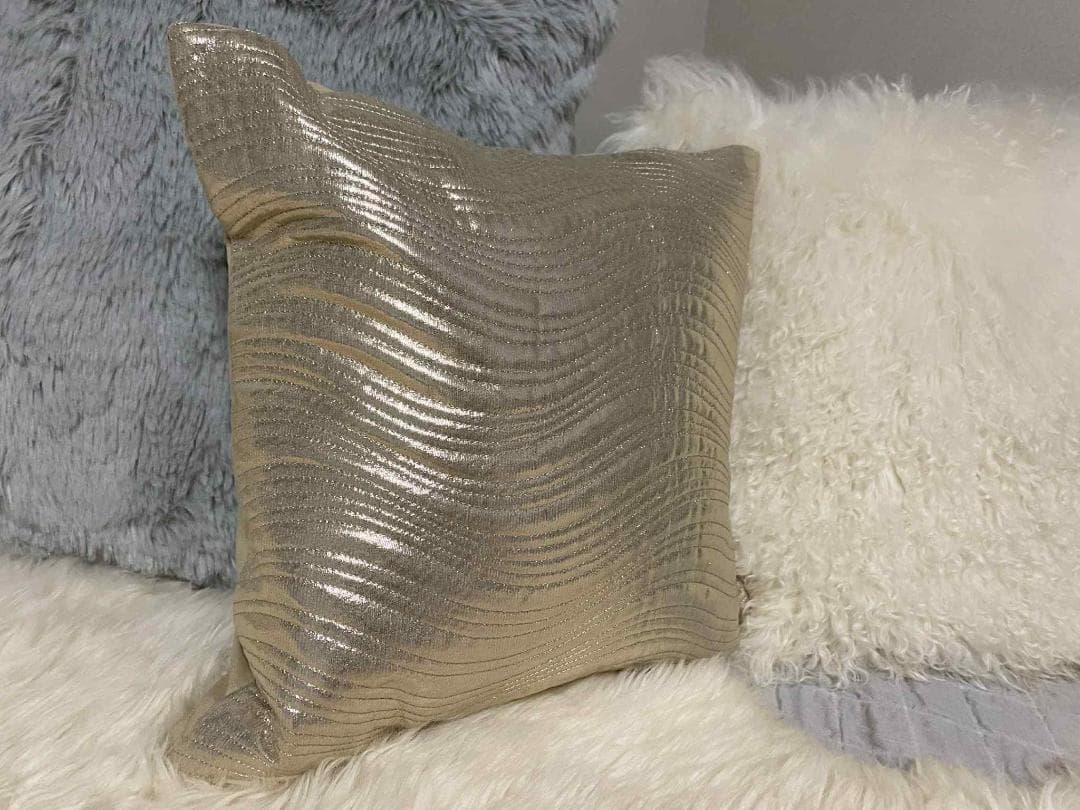 【DECOR】 Francfranc ゴールド ウェーブ クッション 45角 /