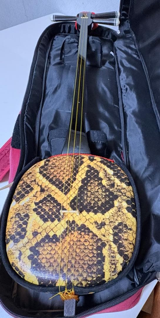 Ｙ【中古品】初心者向け！三線 《扱いやすい人工革製》ケース付き 沖縄 S