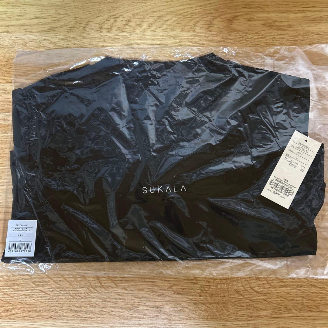 SUKALA アクティブシアーカラークロップドTシャツ　ブラック　L