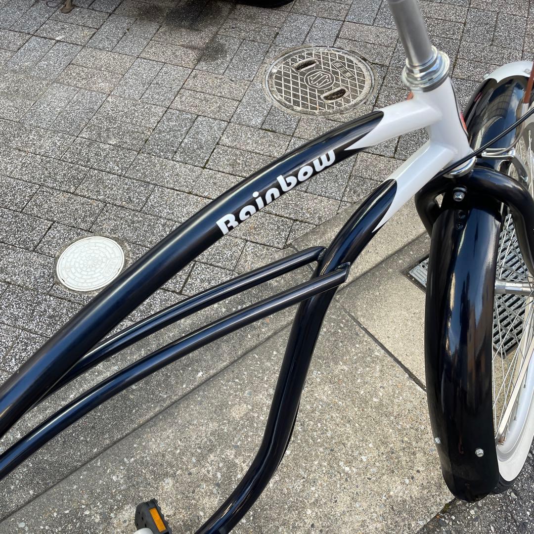 レインボービーチクルーザー 自転車 青/ 白