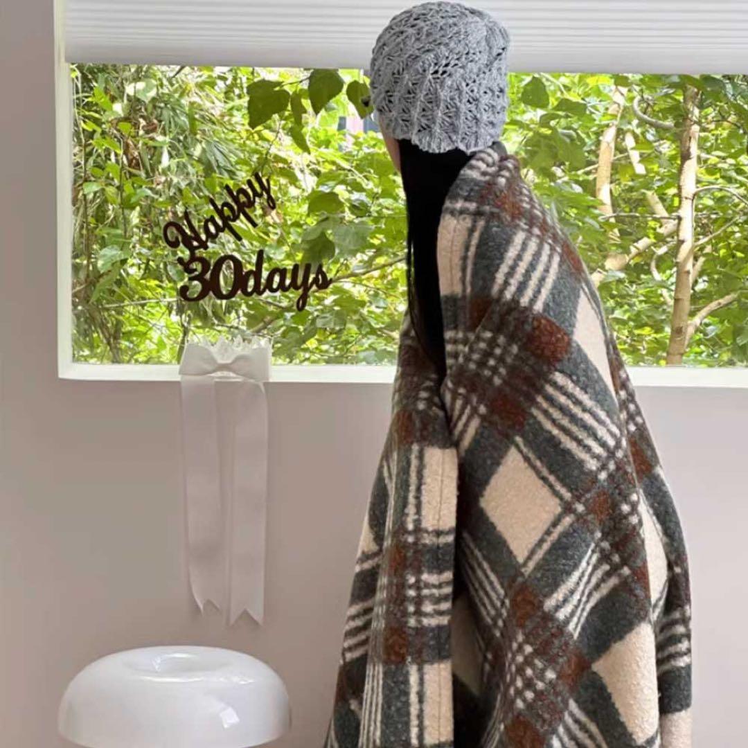 La caph 4COLOR CHECK KNIT BLANKET ブランケット