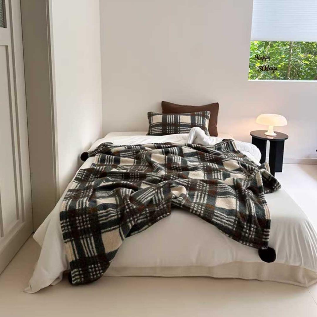 La caph 4COLOR CHECK KNIT BLANKET ブランケット