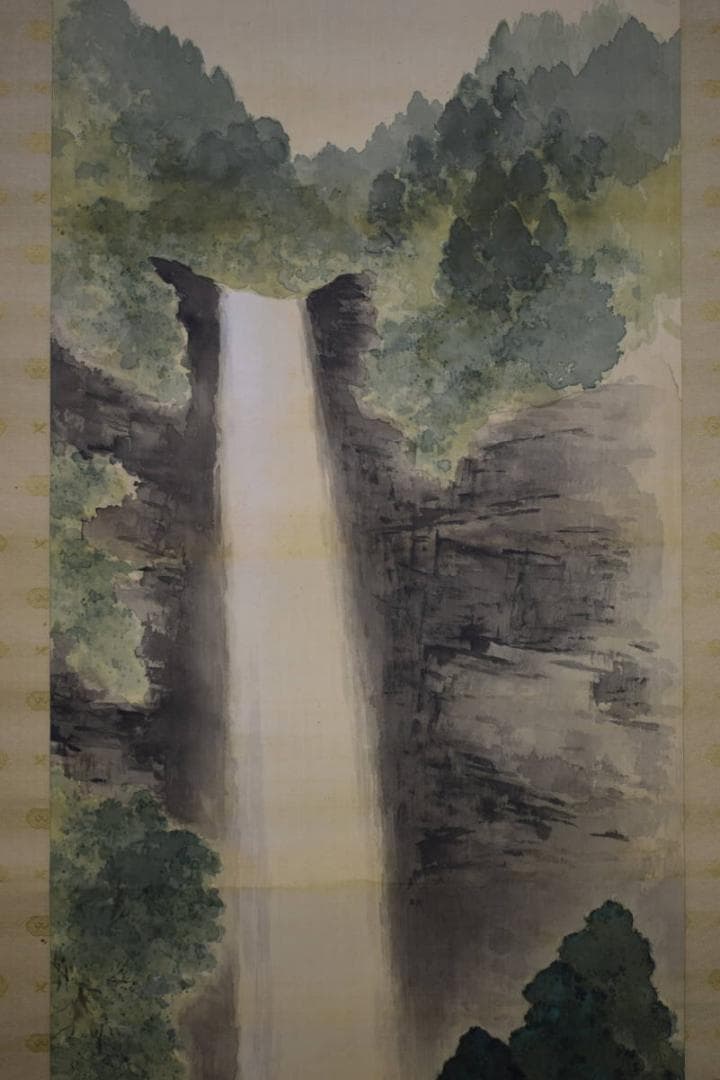 真作/須磨対水/須磨對水/那智の瀧/瀑布図/桐共箱付/布袋屋掛軸HH-554