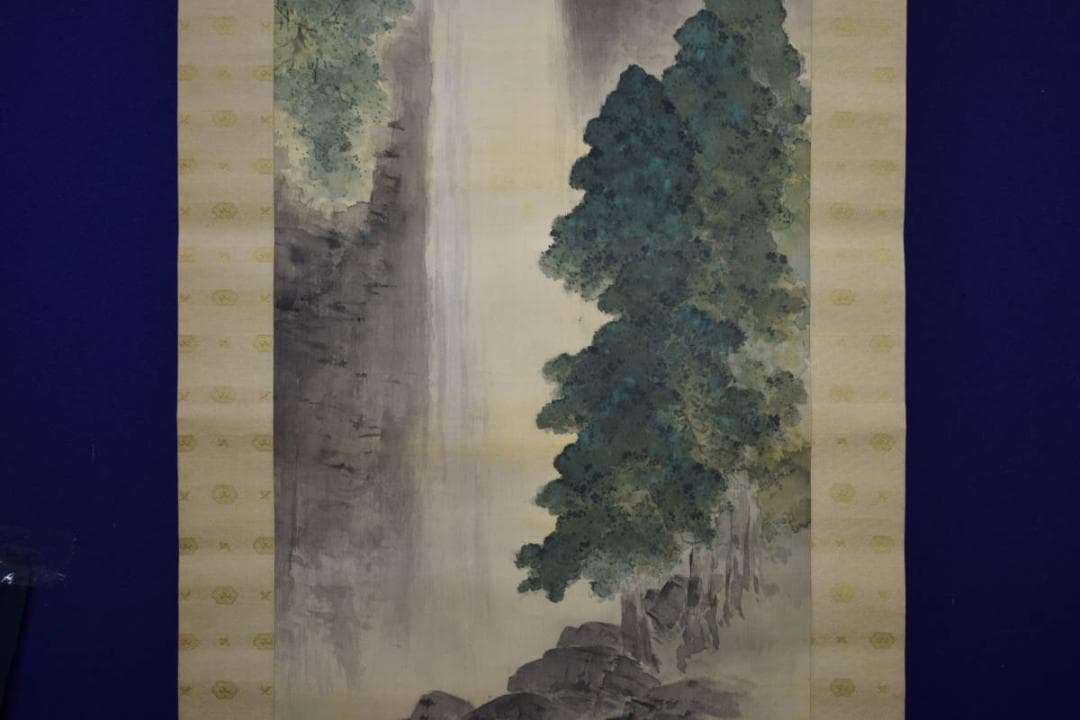 真作/須磨対水/須磨對水/那智の瀧/瀑布図/桐共箱付/布袋屋掛軸HH-554