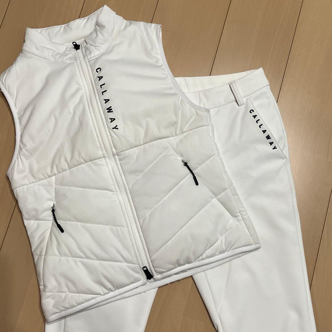 キャロウェイ裏起毛ロングパンツ　ホワイト 白　レディース【S】