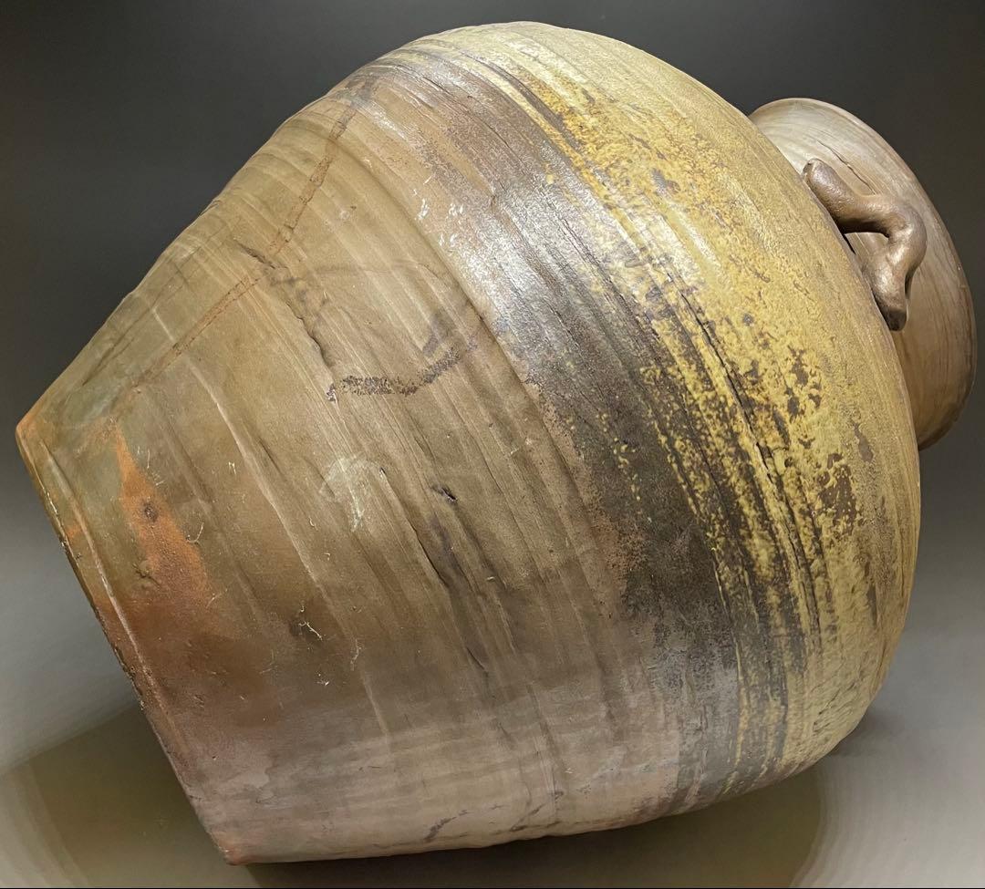 古備前　桃山時代　四耳壺　葉茶壺　大壺　特大　41cm 　Lf6441