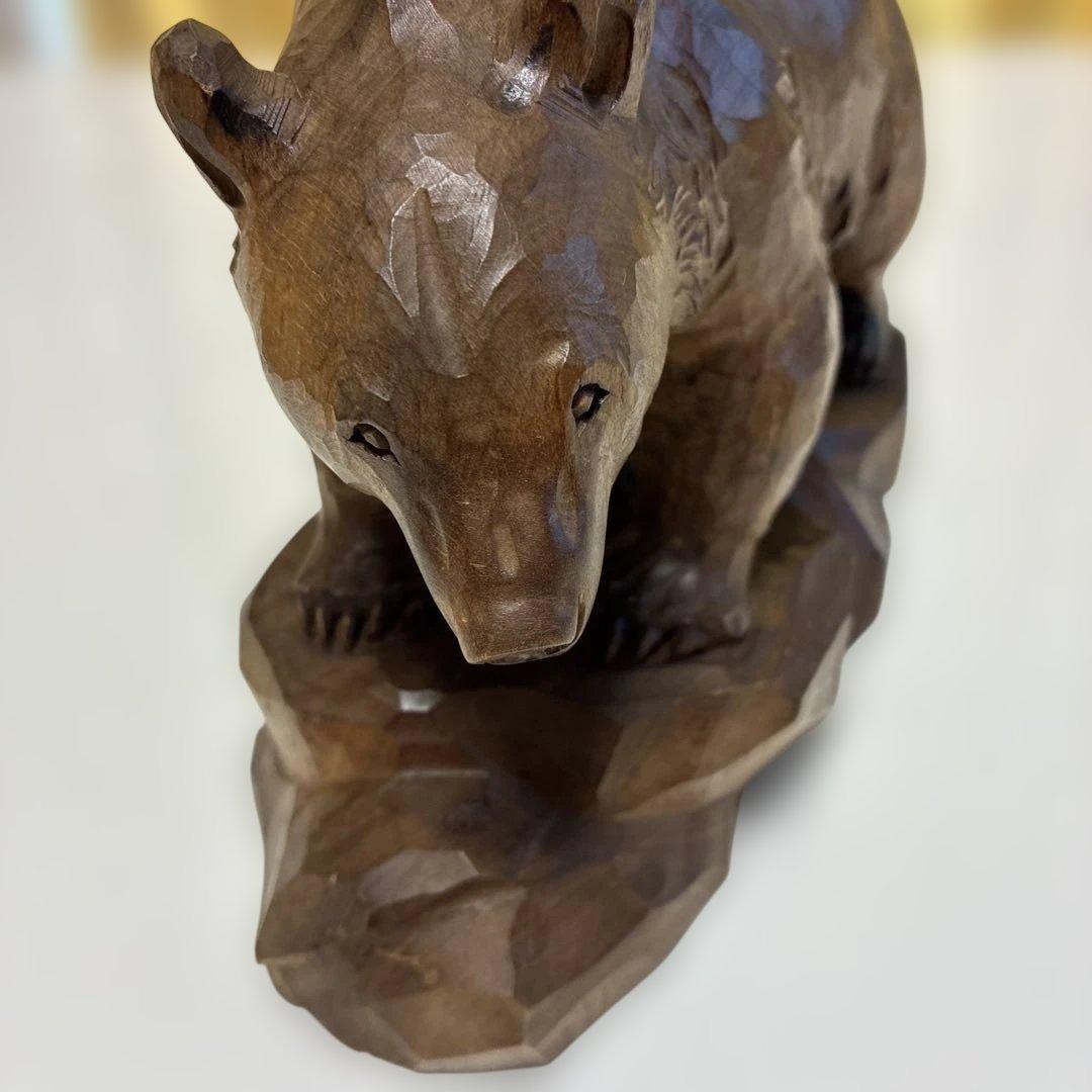 木彫り熊　堀井作　彫刻　美術品 工芸品 サイズ高さ約15cm幅約21cm