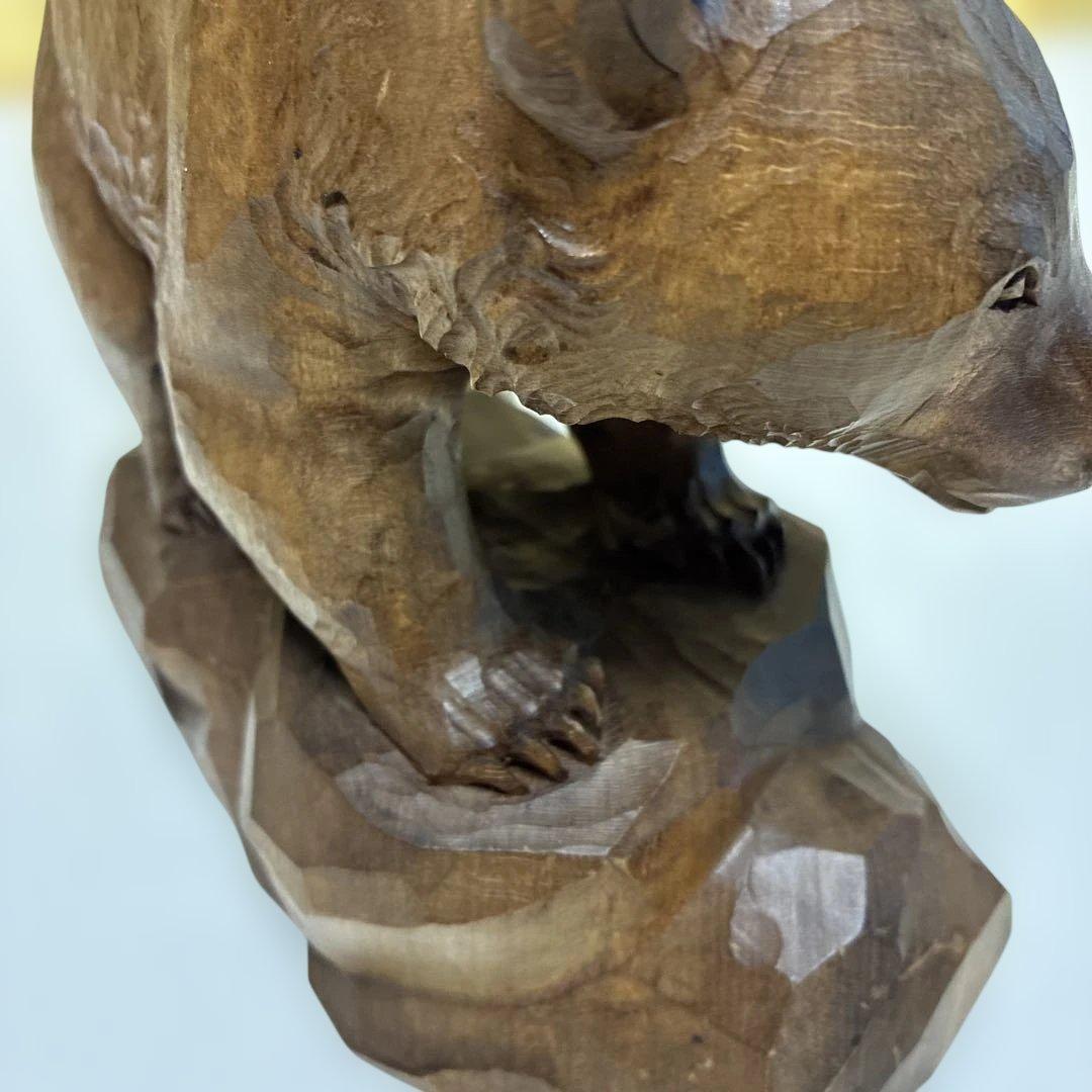 木彫り熊　堀井作　彫刻　美術品 工芸品 サイズ高さ約15cm幅約21cm