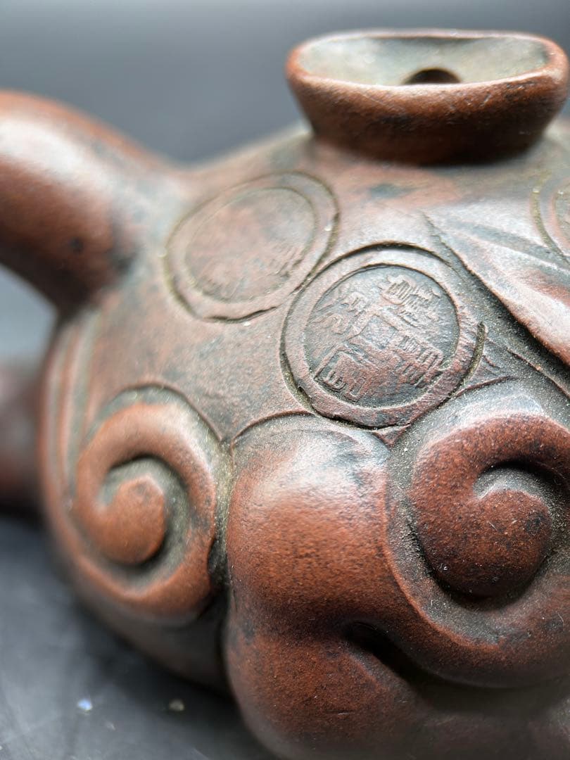 【稀少・19世紀】中国古玩 釉薬石器 カエル 水差し 海外オークション実績あり