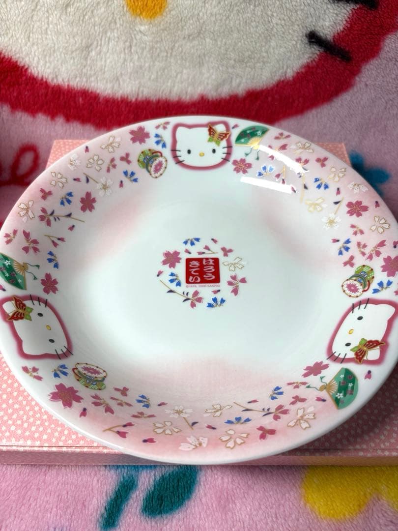 新品　レトロ　2000年　ハローキティ オウギ　桜　和風　中皿　小鉢　多用丼