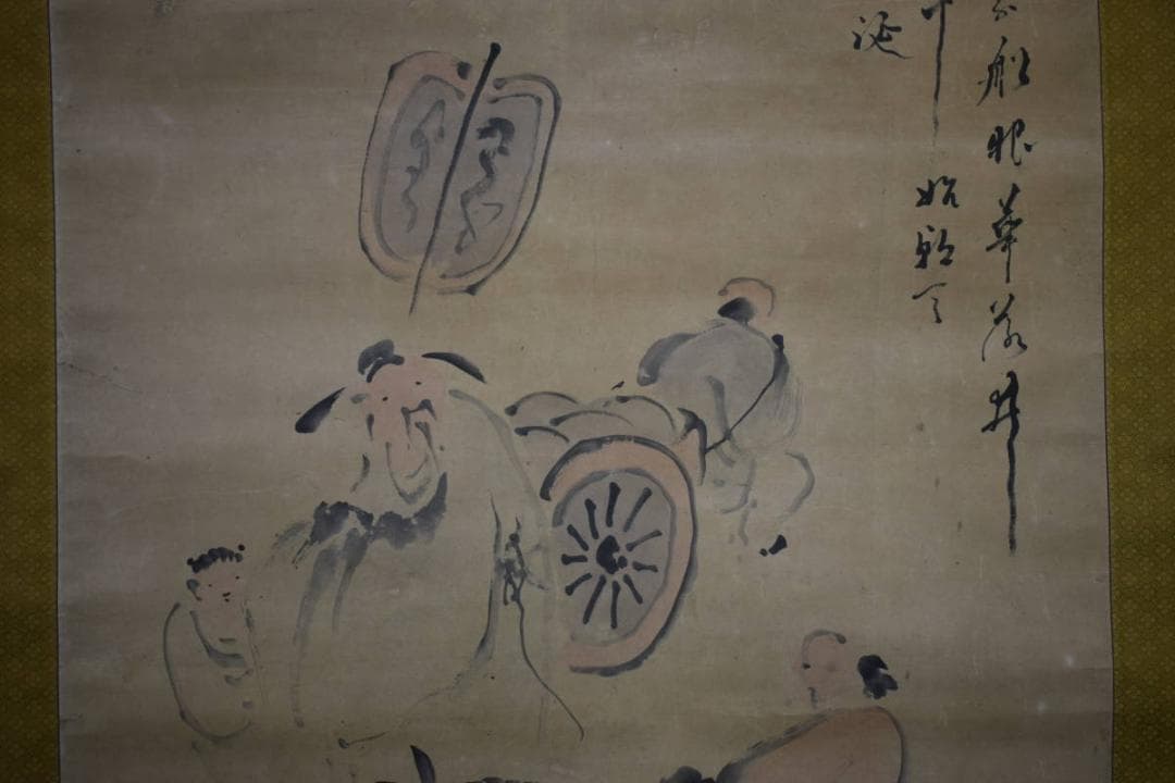 真作/洞山/ロバ人物画賛/布袋屋掛軸HE-467