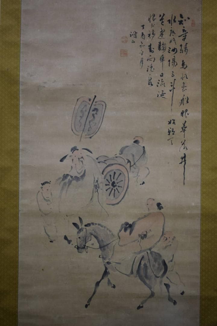 真作/洞山/ロバ人物画賛/布袋屋掛軸HE-467