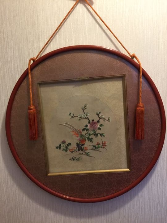 壁掛け 刺繍花鳥   年代物 古美術 中国美術 古玩