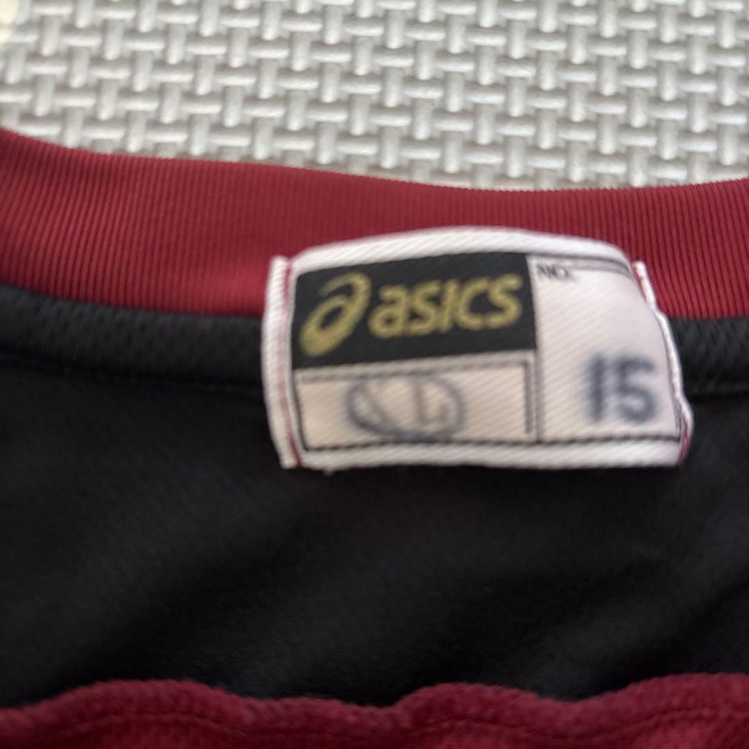 asics サッカーシャツ サイズ15 赤黒