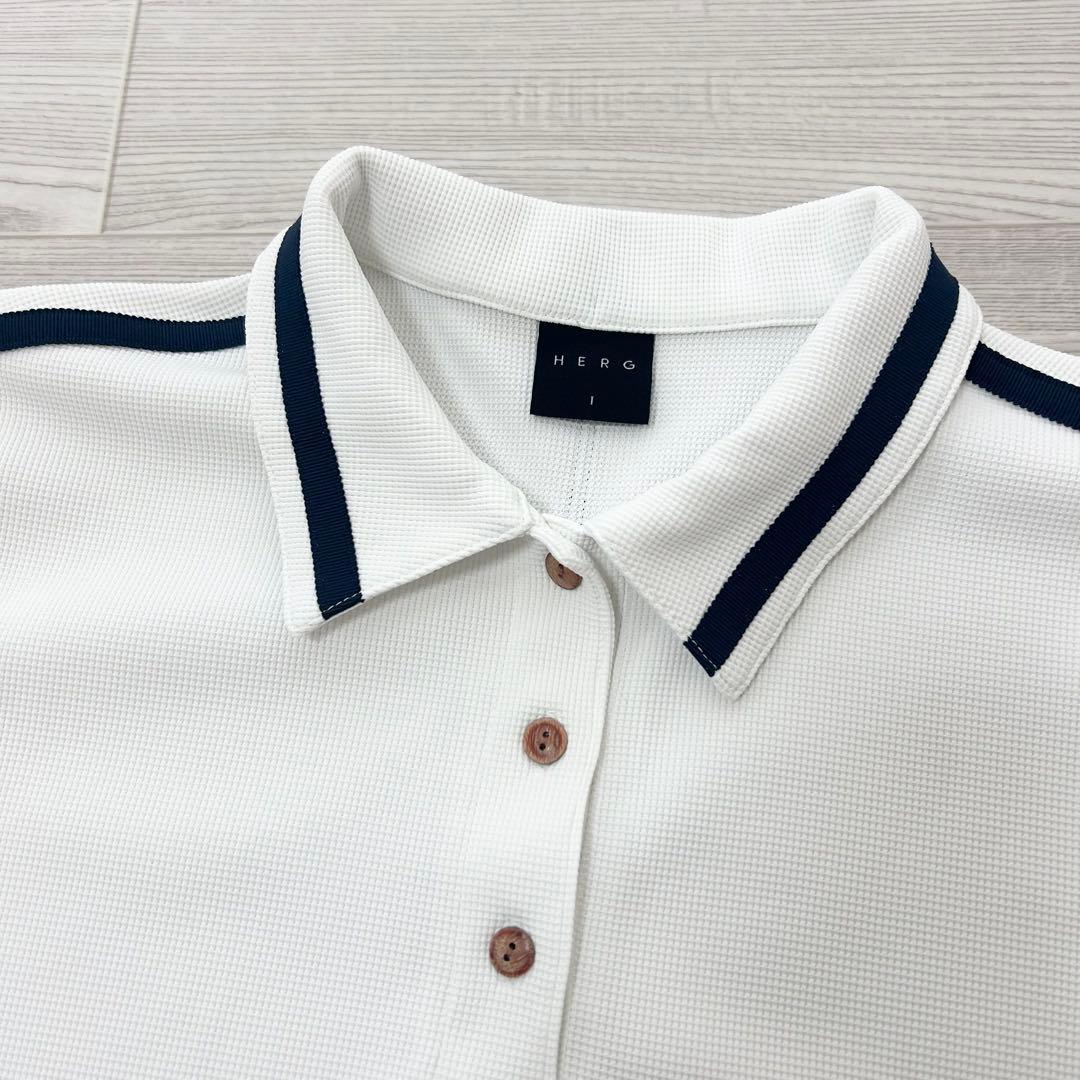 超美品　エルグワン　HERG ワンピース　半袖　ホワイト　白　サイズ1