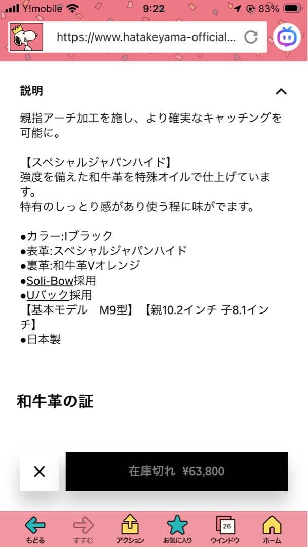 ⭐️(本日限定価格)ハタケヤマ　硬式大人用キャッチャーミット(40ＴH記念モデル)