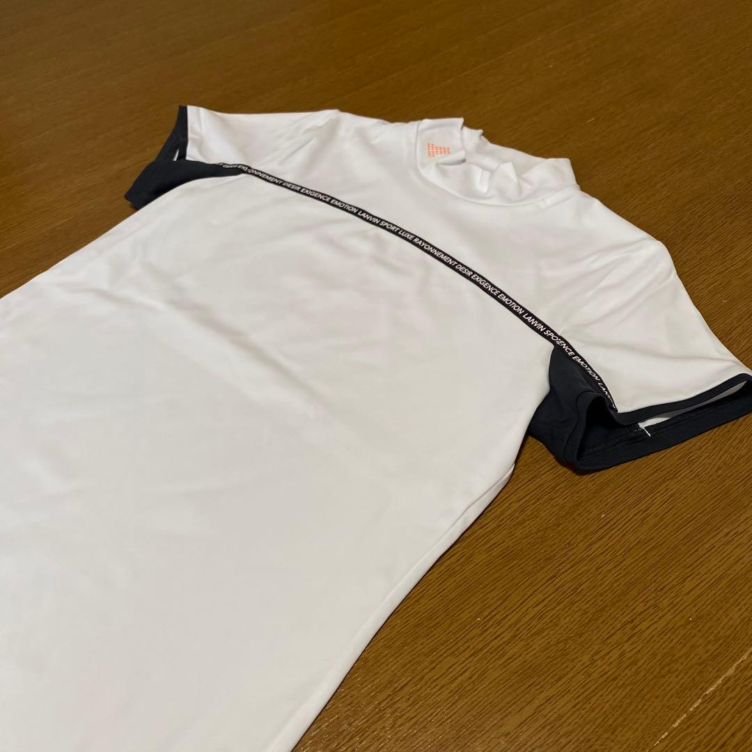 ランバン　ゴルフ　モックネック　白　黒　オレンジ　春夏　レディースＬ　極美品
