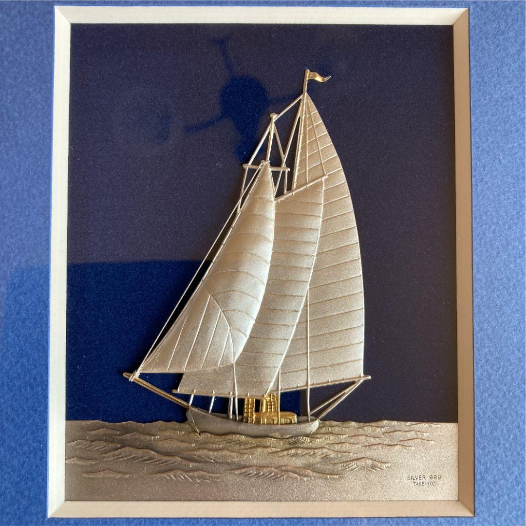 純銀　シルバー999 額　　yacht takehiko ヨット　武比古　4号