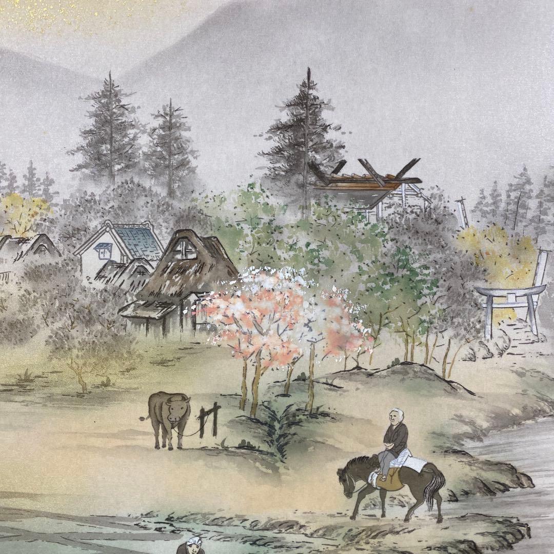 美品 掛け軸 田中六一作 豊穣春秋二十六景図 共箱 縁起物 田植え 豊作