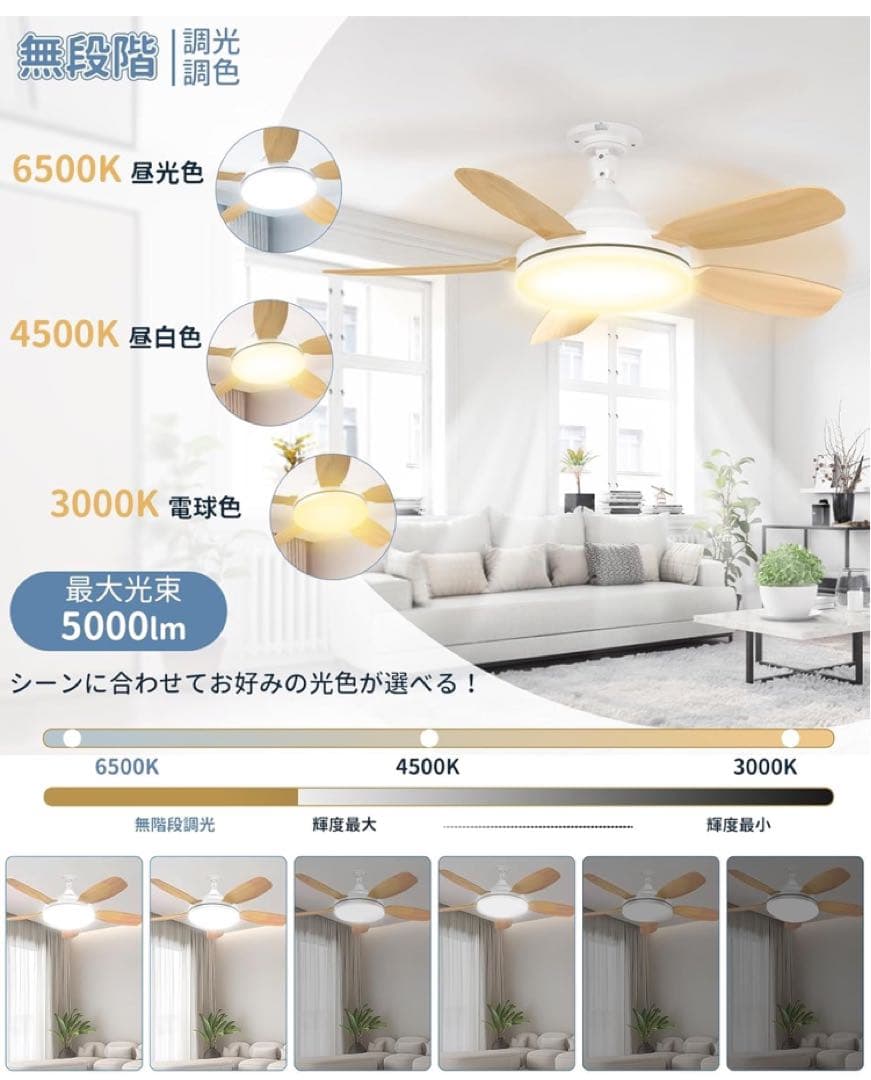 SUKITEN シーリングファンライト ファン付き照明【大型・大風量・正逆回転】