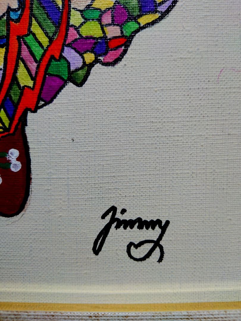 【F6号】ジミー大西【ゴリラ】手描き作品/表裏サイン/油彩/アクリル/絵画/額縁